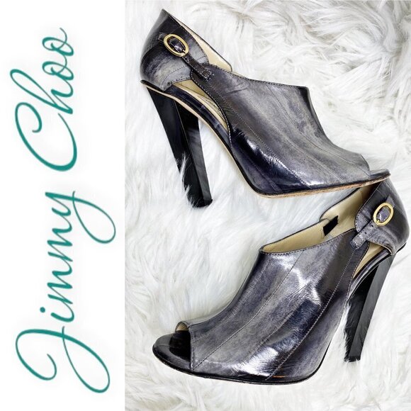 JIMMY CHOO Keira Gray Eel Skin Heeled Bootie, Size 36.5 - Picture 1 of 8
